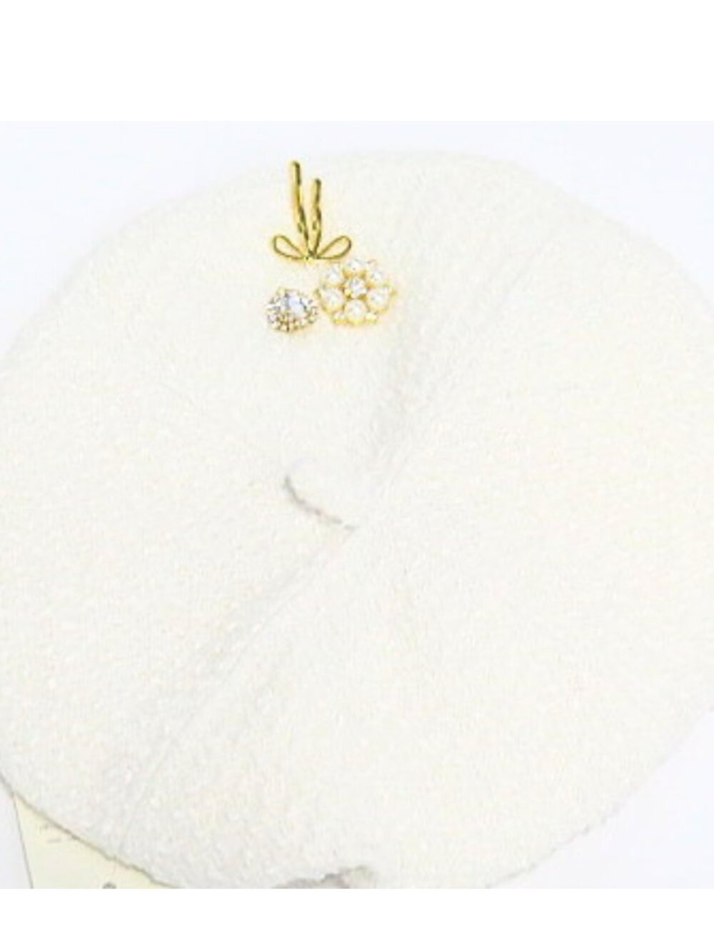 A New Day Women’s White Beret Hat Pearl Rhinestone Embellished One Size NWT